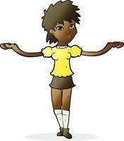 cartoon woman shrugging shoulders vector