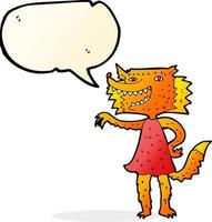 cartoon fox girl with speech bubble vector