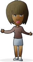 cartoon woman shrugging shoulders vector