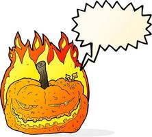 calabaza de halloween de dibujos animados con burbujas de discurso vector