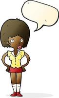 cartoon woman with hands on hips with speech bubble vector