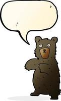 oso negro de dibujos animados con burbujas de discurso vector