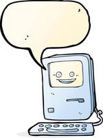 cartoon old computer with speech bubble vector