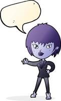 cartoon vampire girl with speech bubble vector