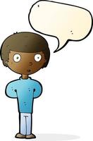 cartoon curious boy with speech bubble vector