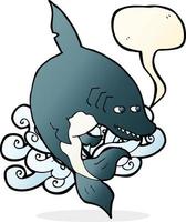 funny cartoon shark with speech bubble vector