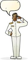 cartoon military man in dress uniform with speech bubble vector