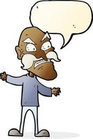 cartoon angry old man with speech bubble vector