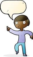 cartoon boy pointing with speech bubble vector