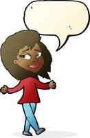 stress free woman cartoon with speech bubble vector