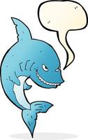 funny cartoon shark with speech bubble vector