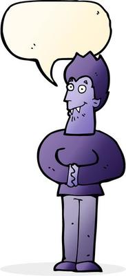 cartoon vampire with speech bubble