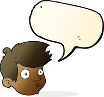 cartoon staring boy with speech bubble vector