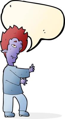 cartoon vampire with speech bubble