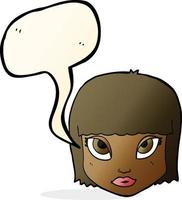 cartoon female face with speech bubble vector