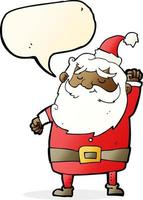 cartoon santa claus punching air with speech bubble vector