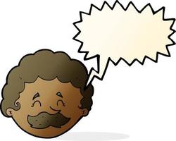 cartoon man with mustache with speech bubble vector