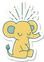 sticker of tattoo style cute elephant vector