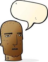 cartoon bald tough guy with speech bubble vector