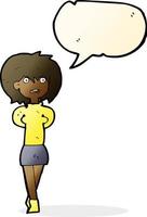 cartoon shocked woman with speech bubble vector