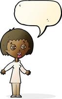 cartoon tired woman with speech bubble vector