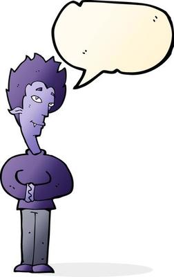 cartoon vampire with speech bubble