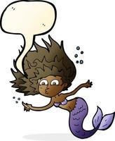 cartoon mermaid with speech bubble vector