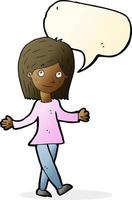 cartoon woman with no worries with speech bubble vector