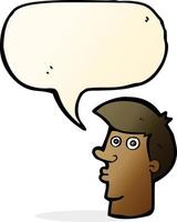 cartoon confused man with speech bubble vector