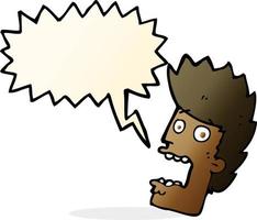 cartoon terrified man with speech bubble vector