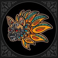 Colorful  hyena head mandala arts isolated on black background vector