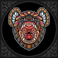 Colorful  hyena head mandala arts isolated on black background vector