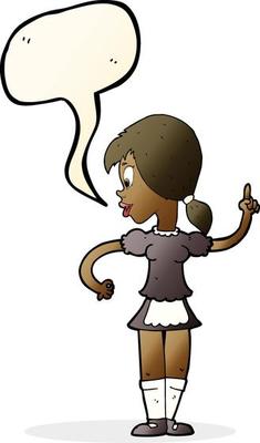 cartoon waitress calling order with speech bubble