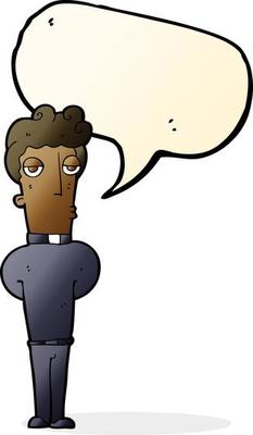 cartoon priest with speech bubble