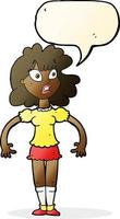 cartoon pretty girl with shocked expression with speech bubble vector