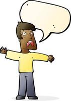 cartoon frightened man with speech bubble vector