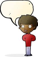 cartoon happy boy with speech bubble vector