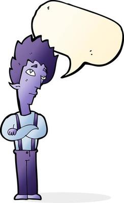 cartoon vampire with speech bubble