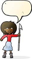 cartoon woman with harpoon with speech bubble vector