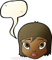 cartoon female face with speech bubble vector