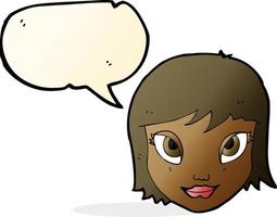 cartoon female face with speech bubble vector