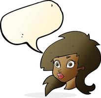 cartoon pretty surprised woman with speech bubble vector