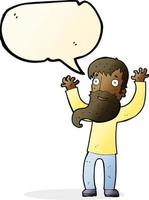 cartoon excited man with beard with speech bubble vector