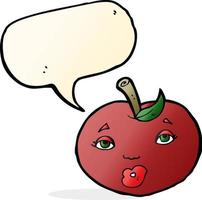 cartoon apple with face with speech bubble vector