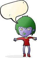 cartoon vampire girl with speech bubble vector