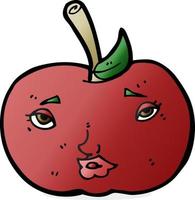 cartoon apple with face vector