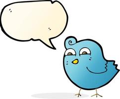 cartoon funny bird with speech bubble vector