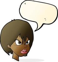 cartoon annoyed woman with speech bubble vector