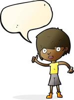 cartoon boy with positive attitude with speech bubble vector