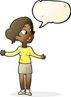 cartoon pretty woman explaining something with speech bubble vector